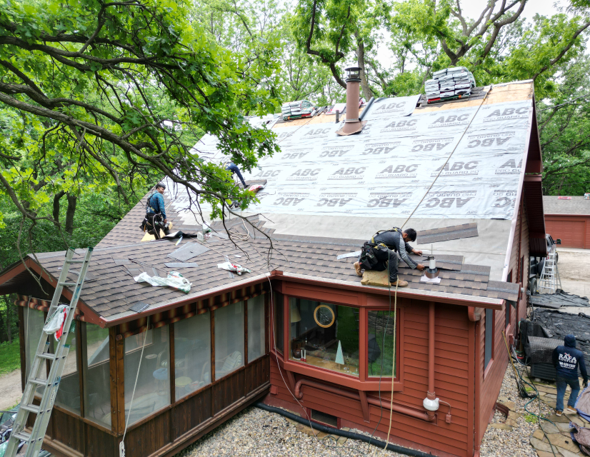 Roof installation in progress. 
