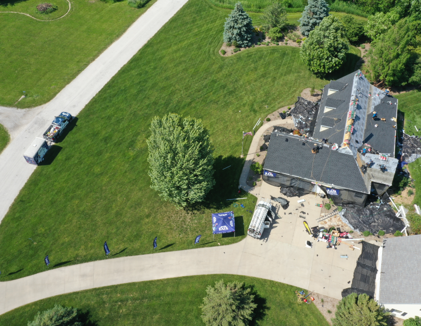 Aerial view of jobsite. 