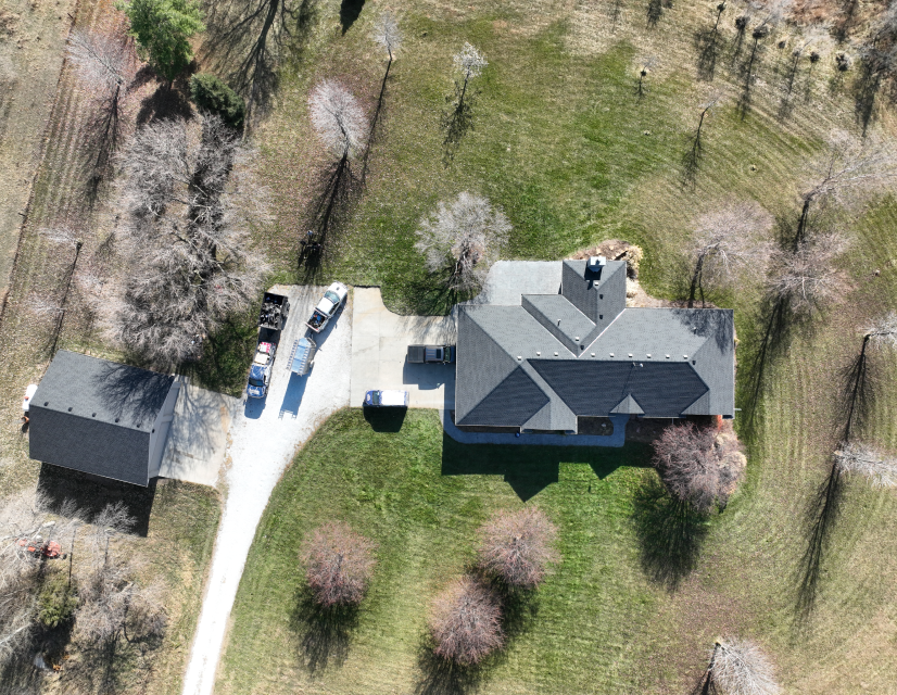 Aerial view of new roof.