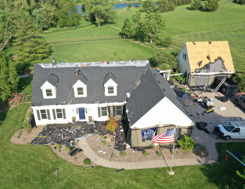 Roof repair in progress.