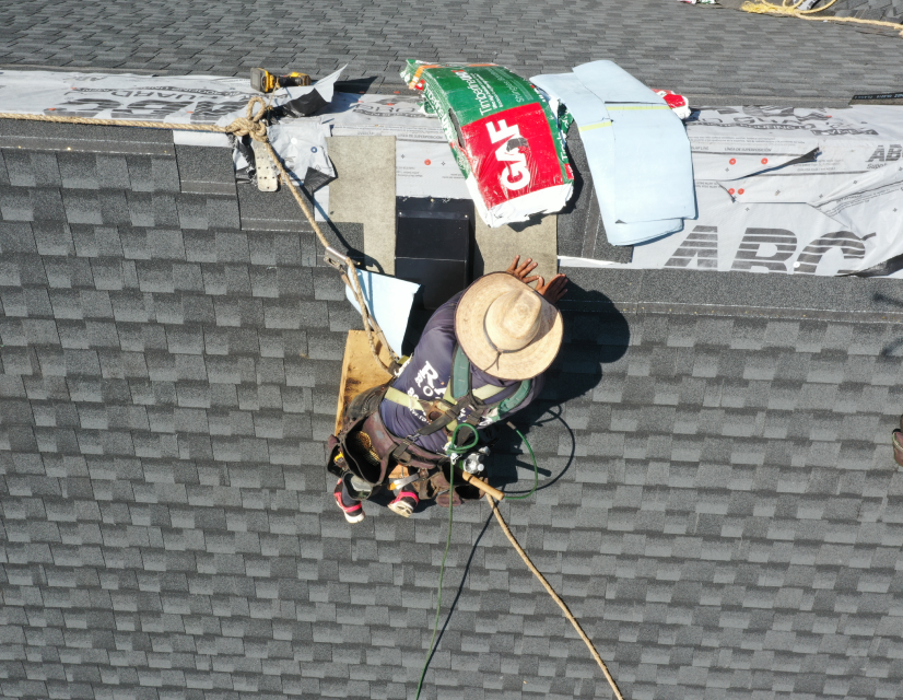 Construction worker in safety gear.